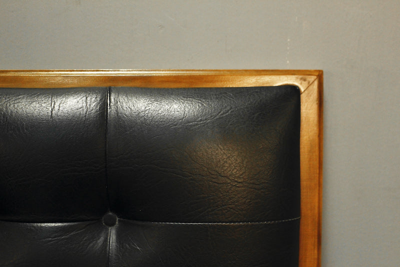Mid Century Tufted Black Vinyl Twin Headboard - ONLINE ONLY