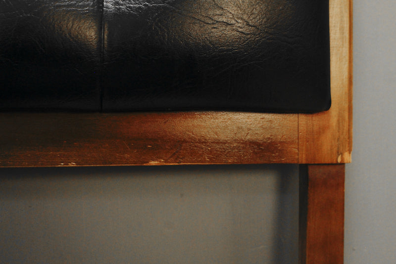 Mid Century Tufted Black Vinyl Twin Headboard - ONLINE ONLY