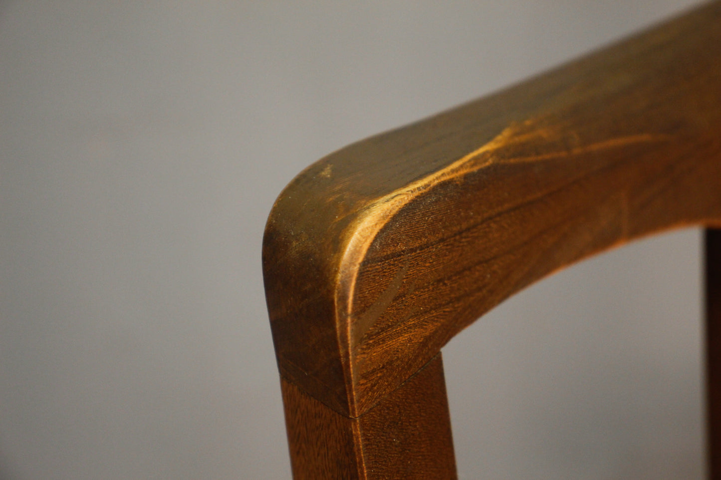 Mid Century Walnut & Champagne Armchair