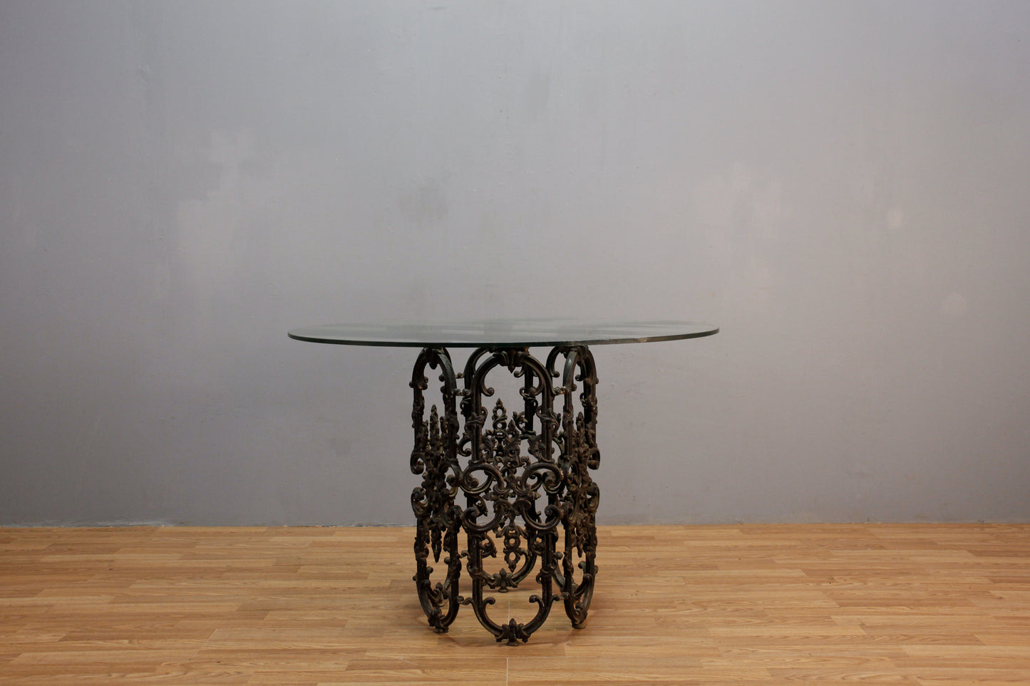 Ornate Iron & Glass Round Dining Table - ONLINE ONLY