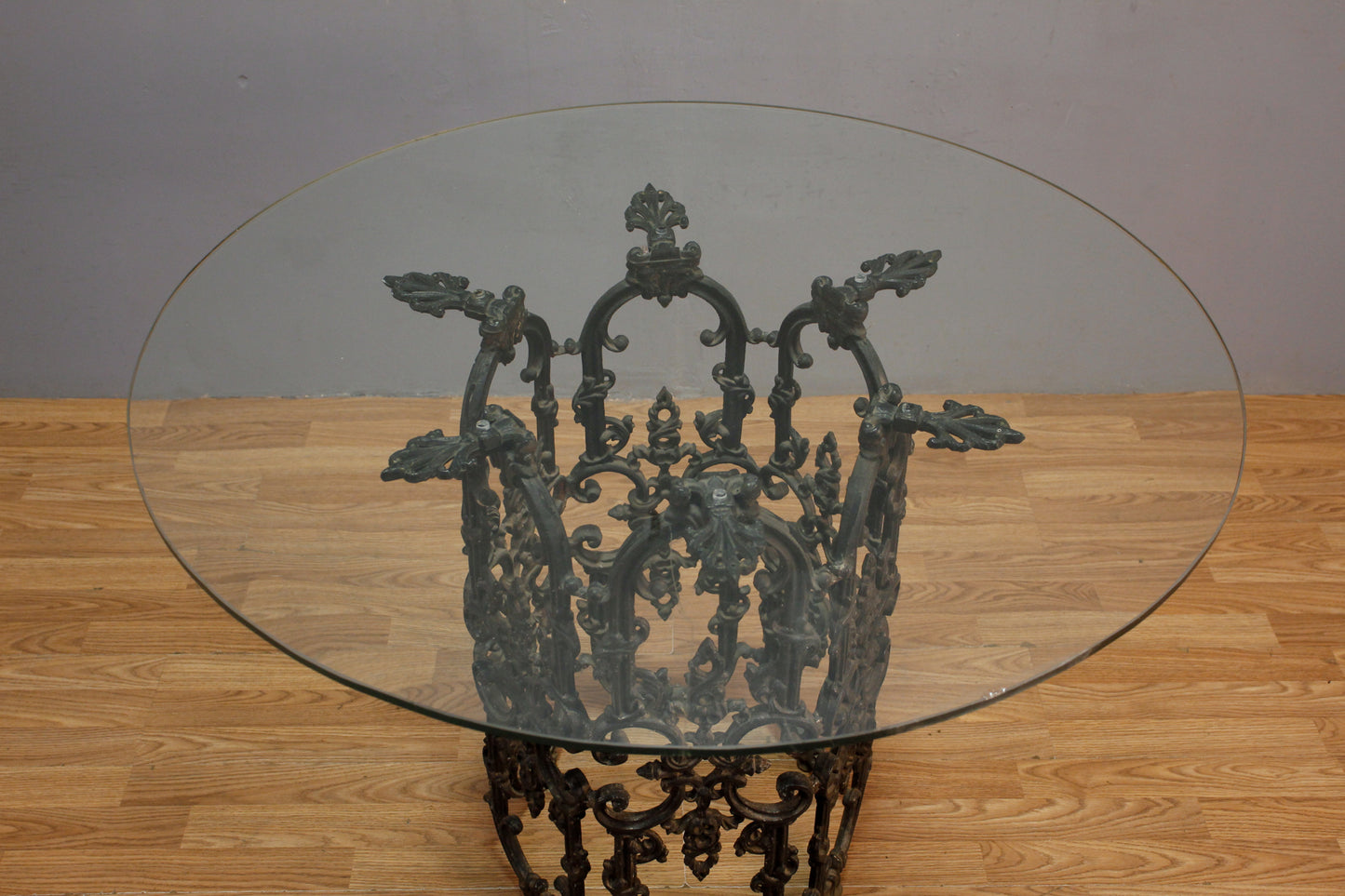 Ornate Iron & Glass Round Dining Table - ONLINE ONLY