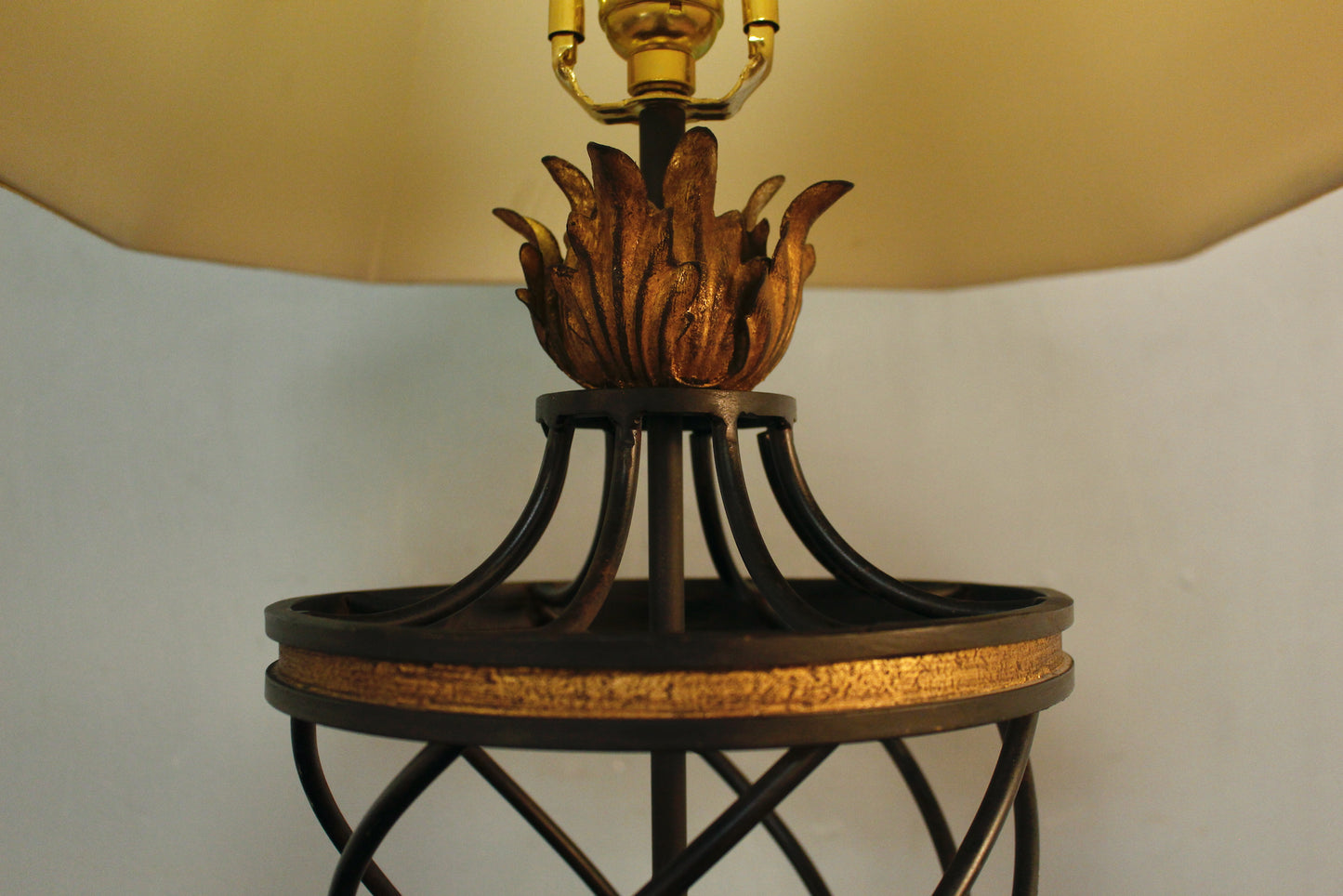 Hollywood Regency Iron Lattice Table Lamp