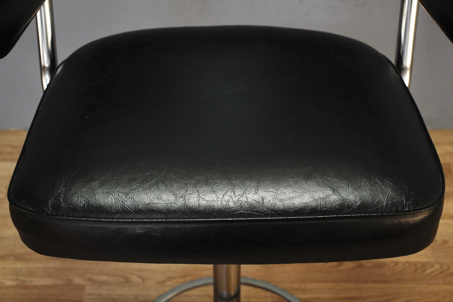 Mid Century Black & Steel Swivel Bar Stool