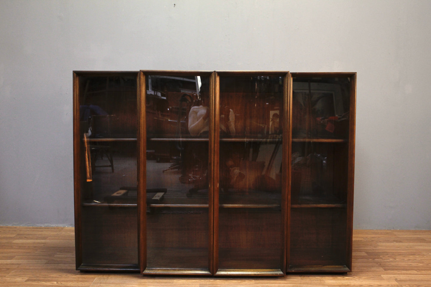 Dark Walnut & Glass 4-Door Bookcase - ONLINE ONLY
