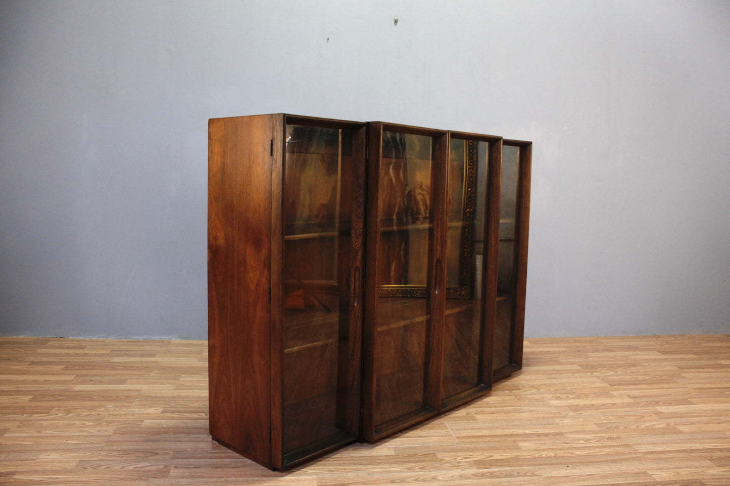Dark Walnut & Glass 4-Door Bookcase - ONLINE ONLY