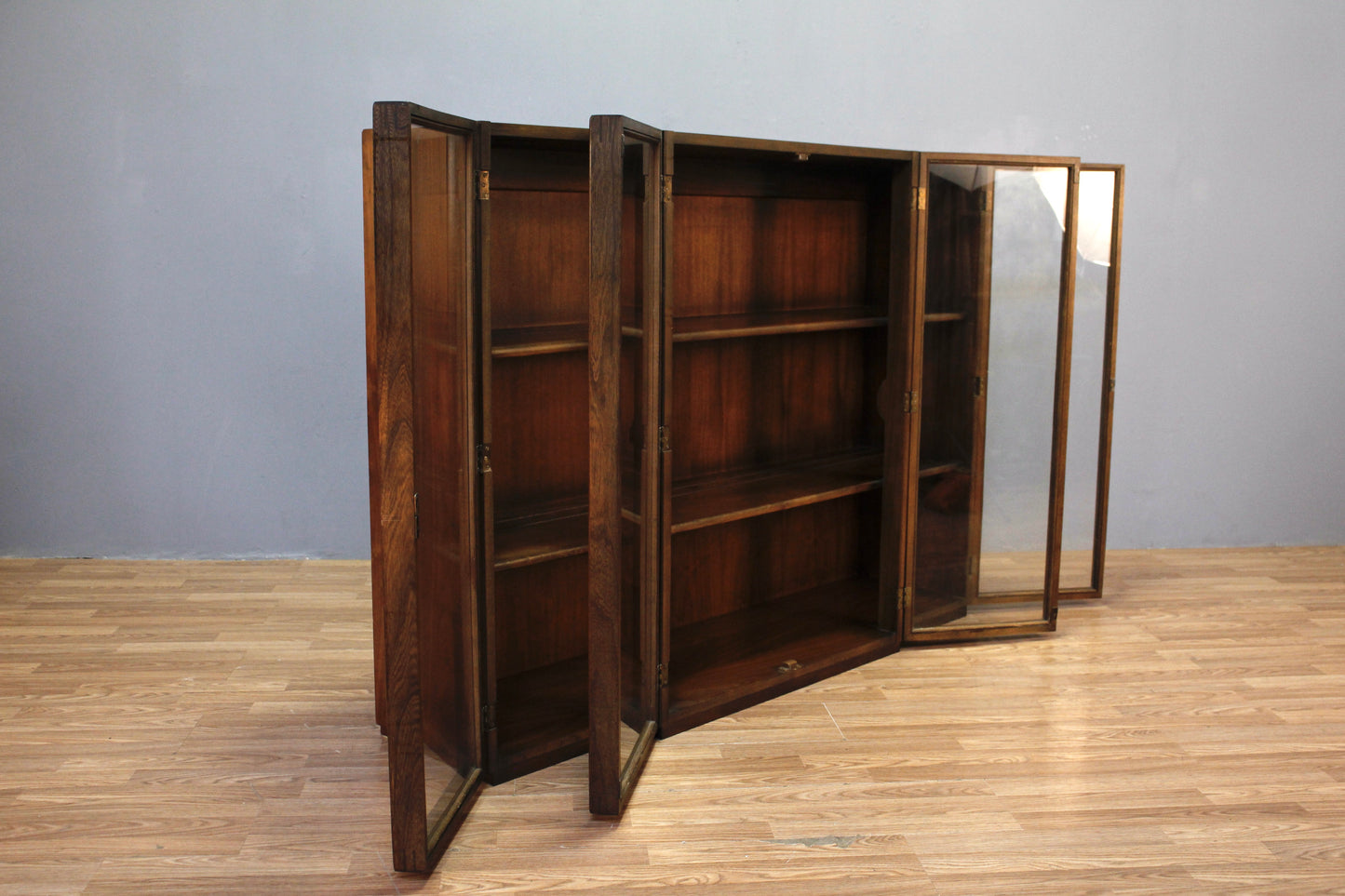 Dark Walnut & Glass 4-Door Bookcase - ONLINE ONLY
