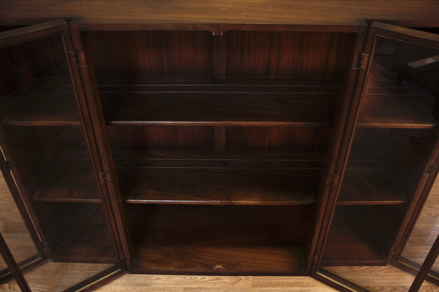 Dark Walnut & Glass 4-Door Bookcase - ONLINE ONLY