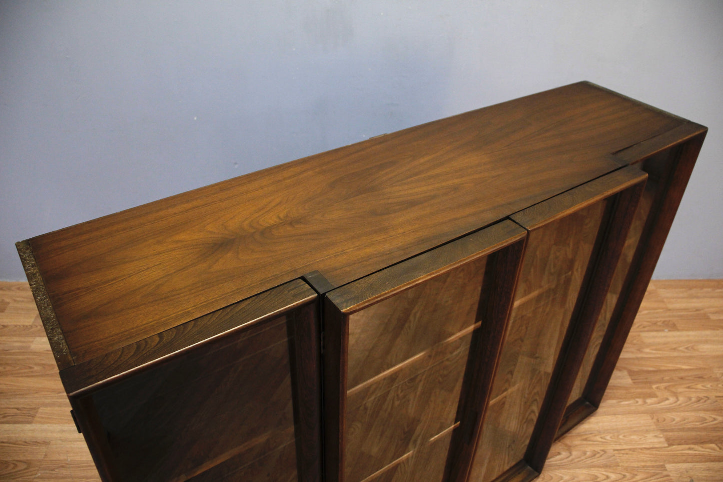 Dark Walnut & Glass 4-Door Bookcase - ONLINE ONLY