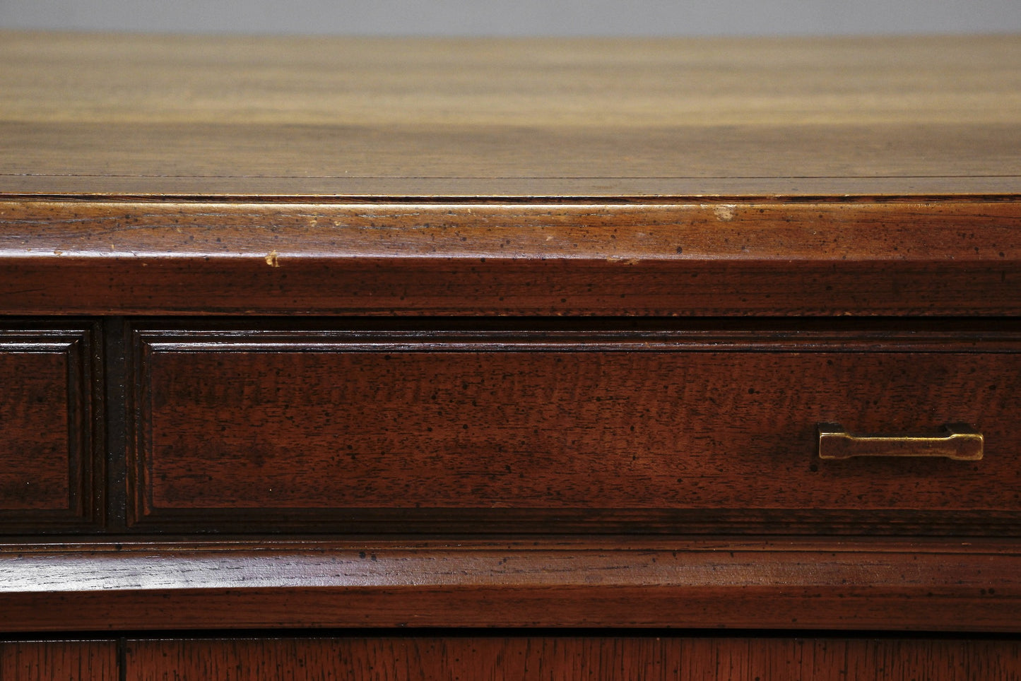 Mid Century Speckled Walnut 6-Drawer Credenza
