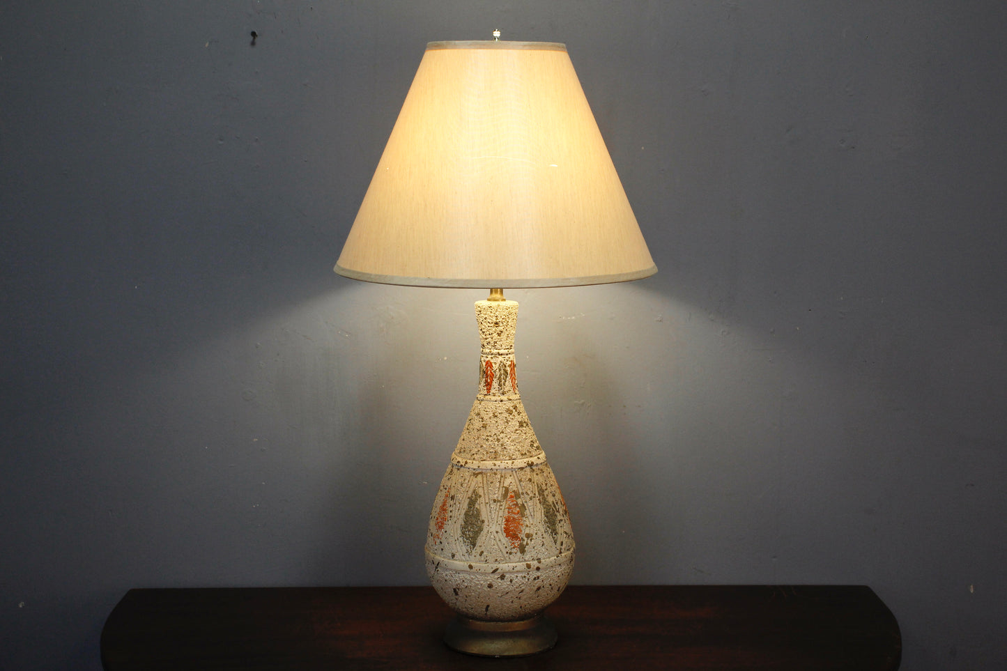 Harvest Gold & Orange Chalkware Table Lamp