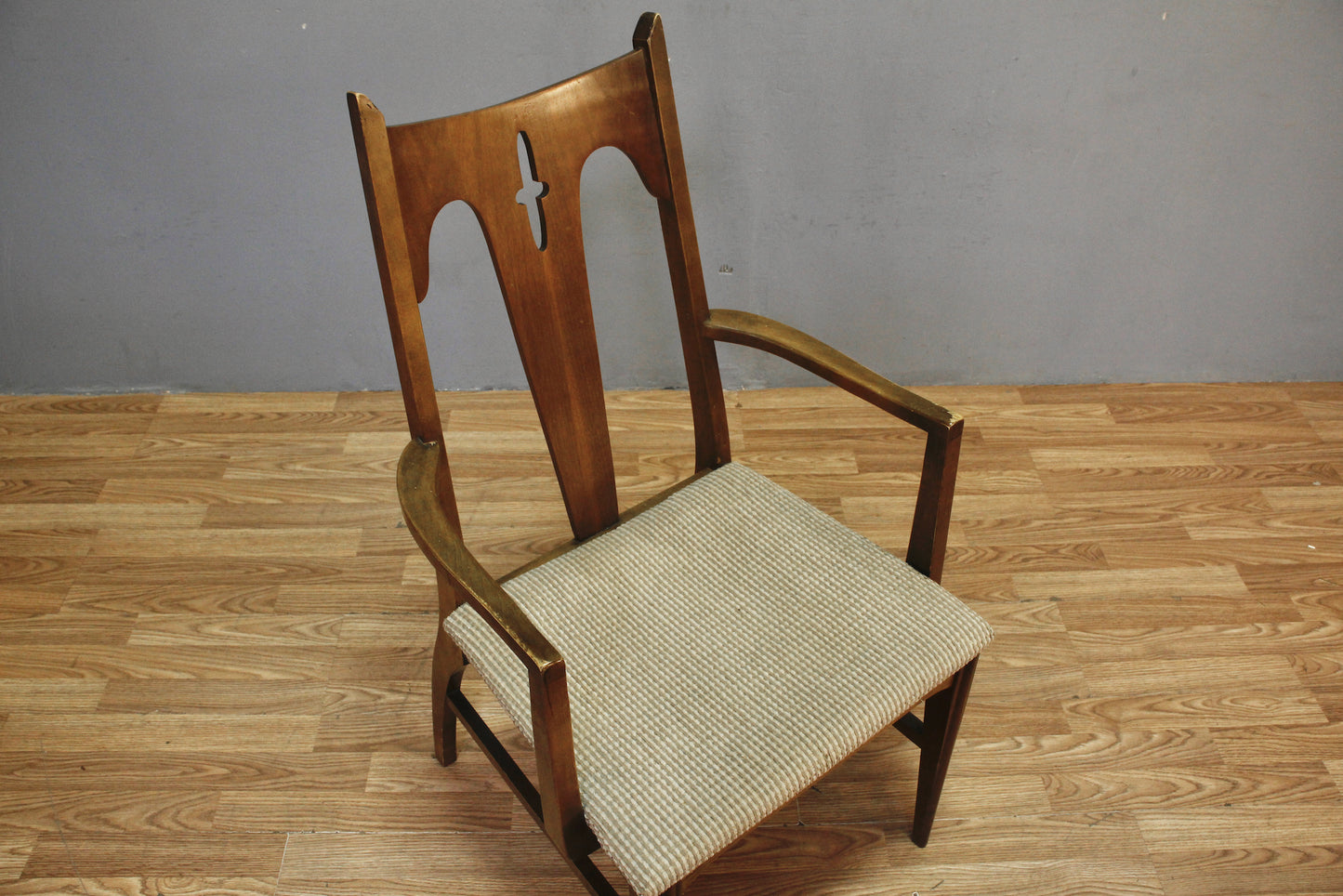 Mid Century Walnut Cross Armchair