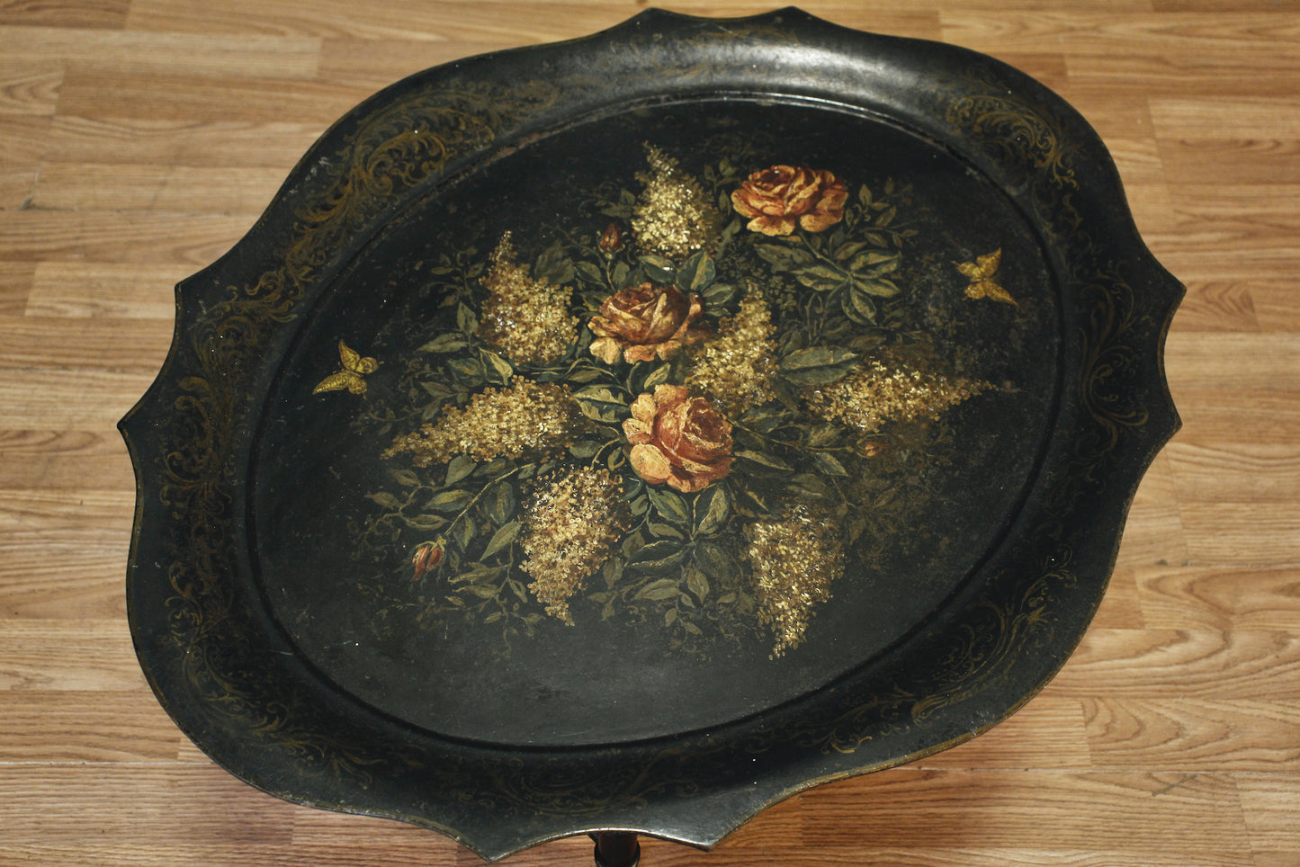 Regency Floral Tole Petite Coffee Table