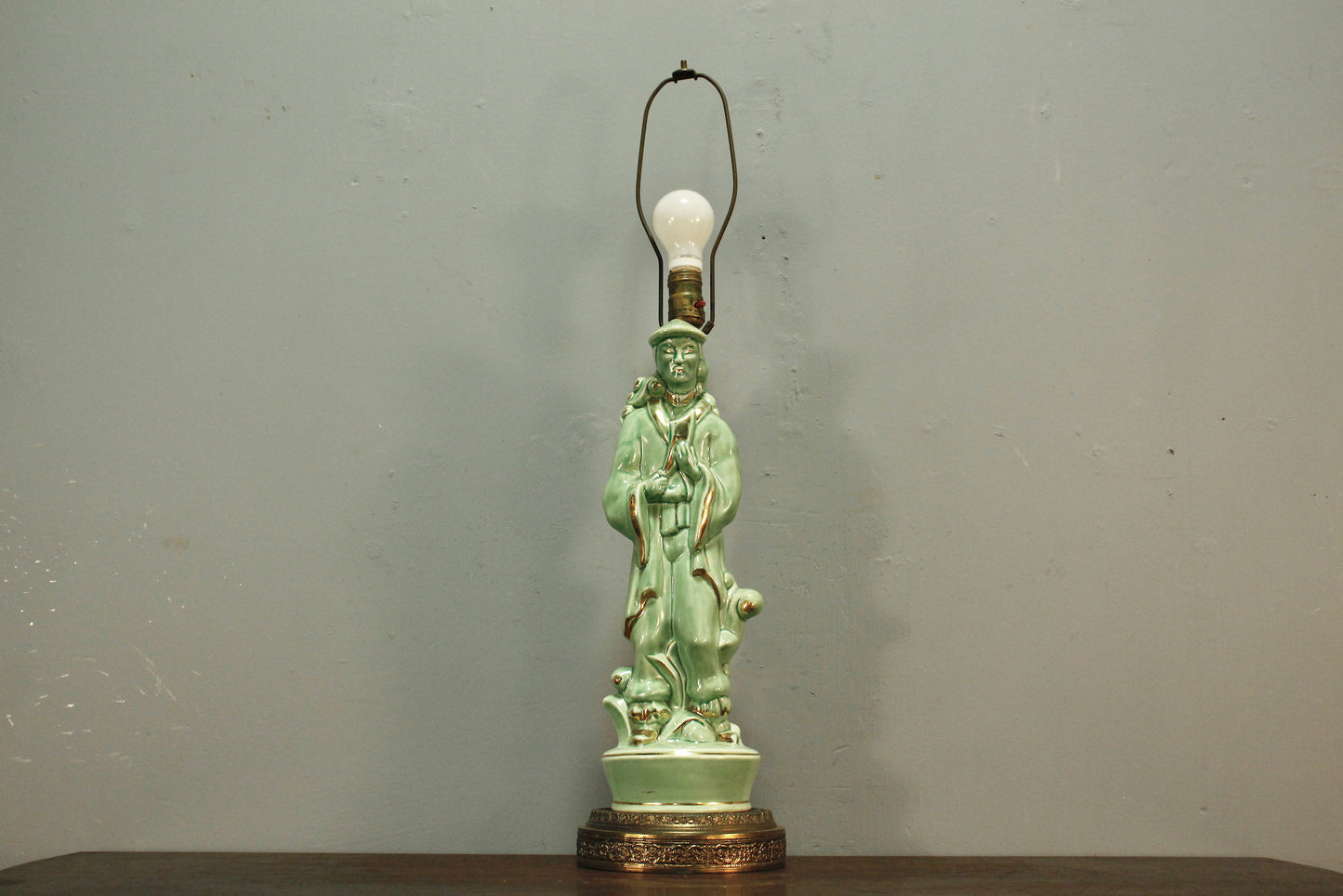 1950s Emperor Jade Ceramic Table Lamp