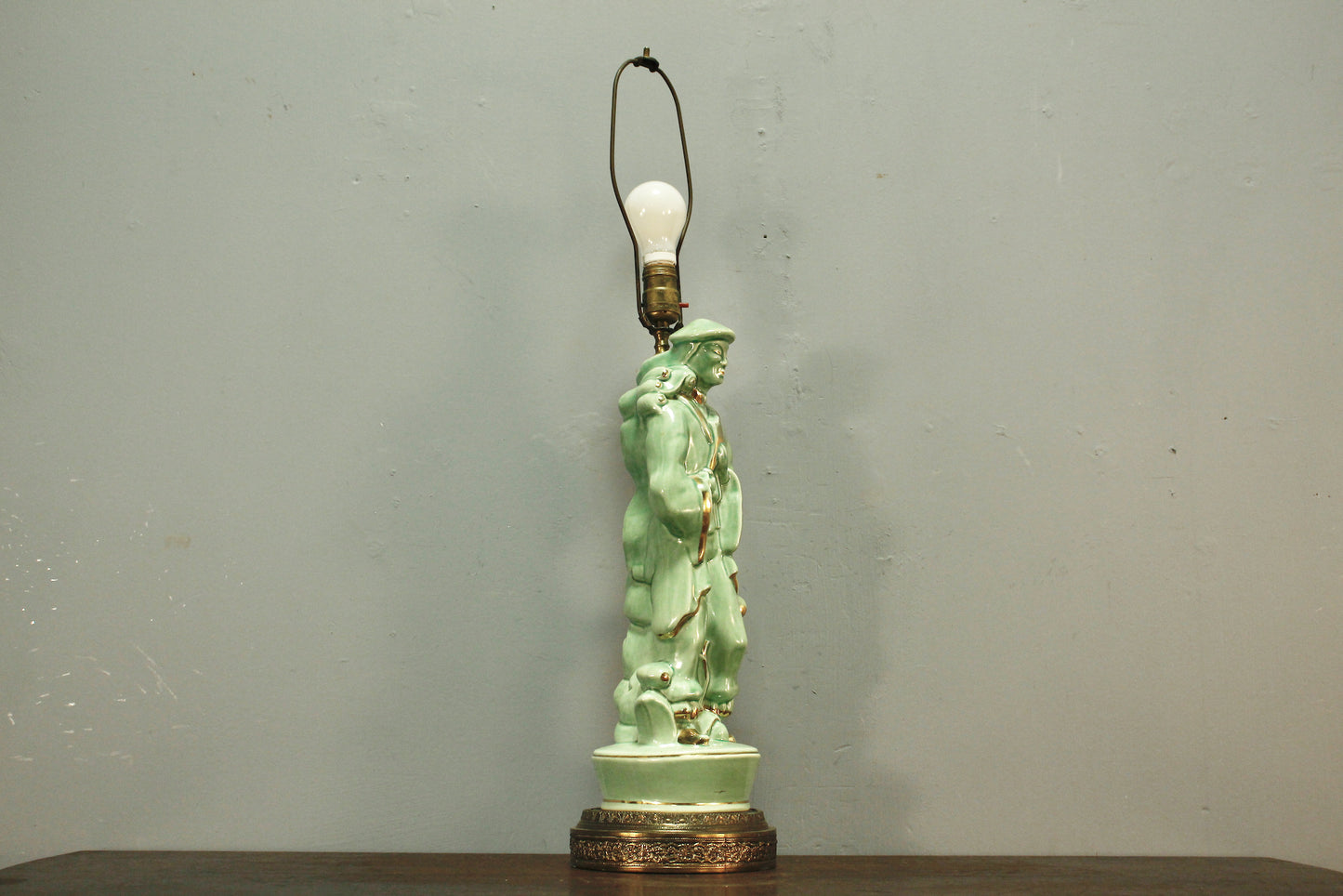1950s Emperor Jade Ceramic Table Lamp