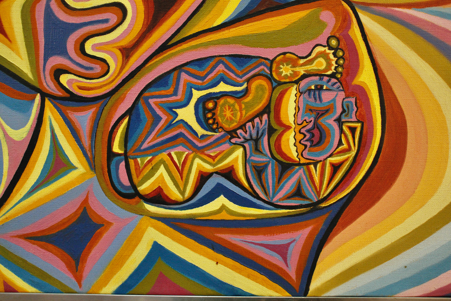 1970s "Psychedelic Portrait" Painting