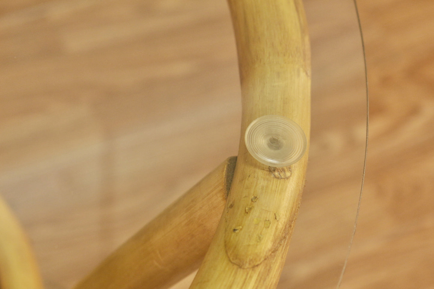 Round Bamboo & Glass Side Table