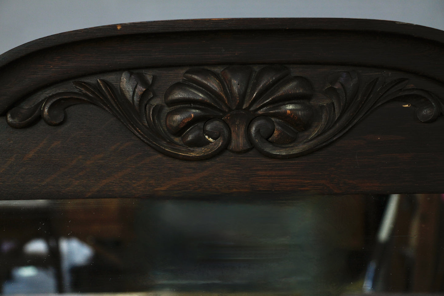 Antique Tiger Oak Mirror-Top Console
