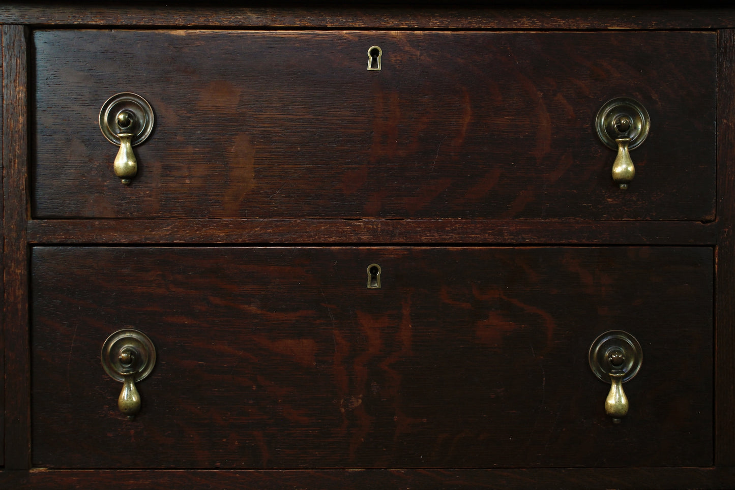 Antique Tiger Oak Mirror-Top Console
