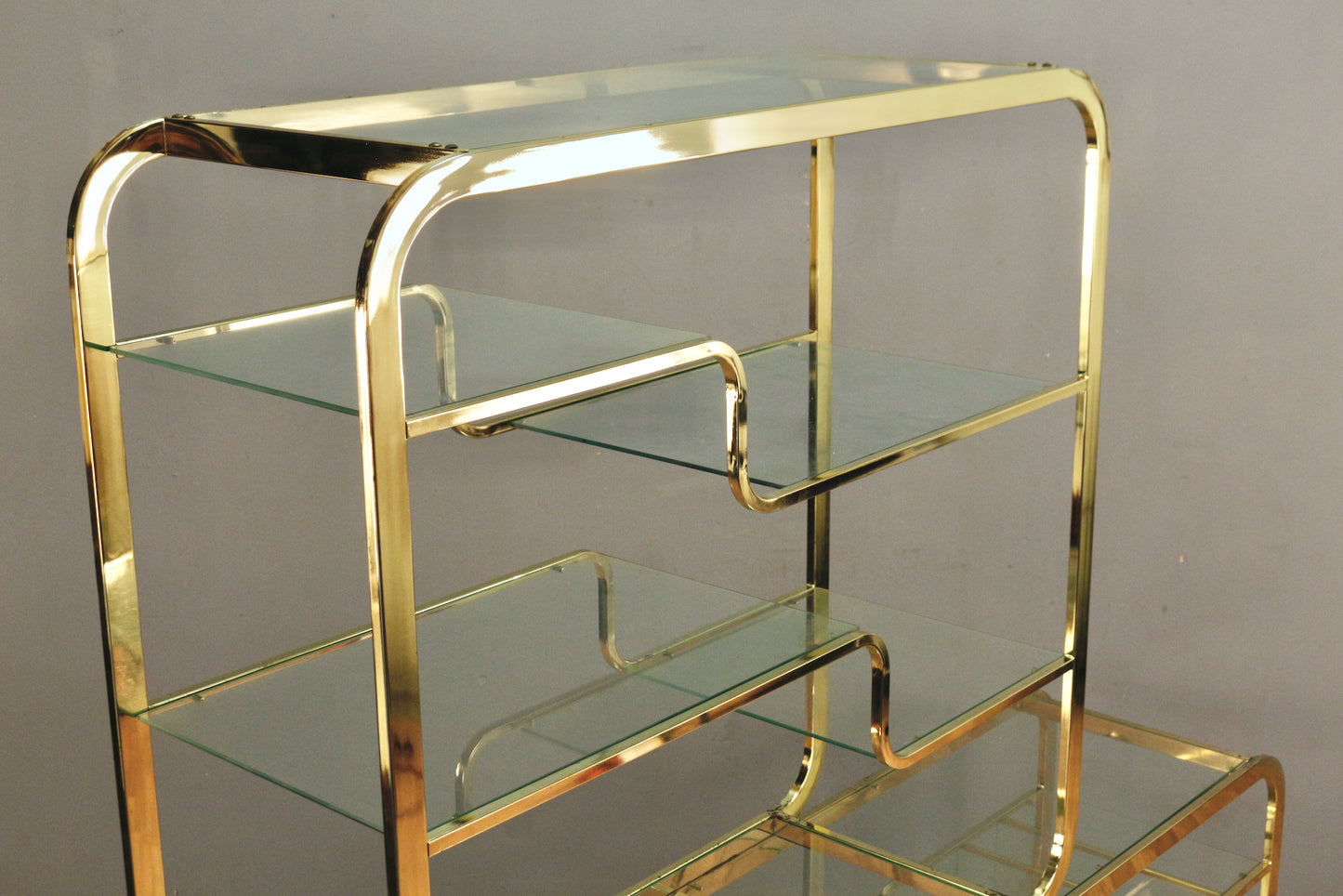 Baughman-Style Brass & Glass Convertible Etagere - ONLINE ONLY
