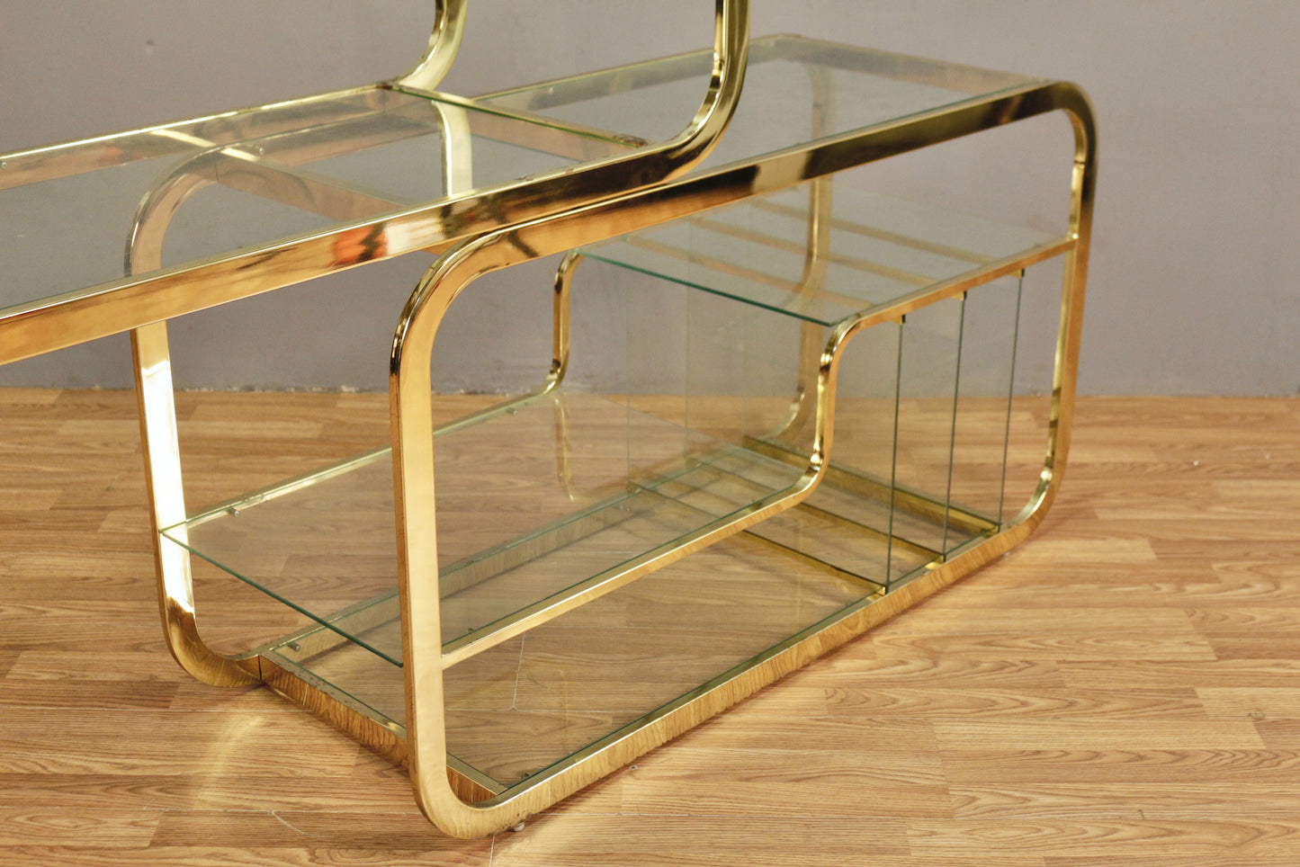 Baughman-Style Brass & Glass Convertible Etagere - ONLINE ONLY