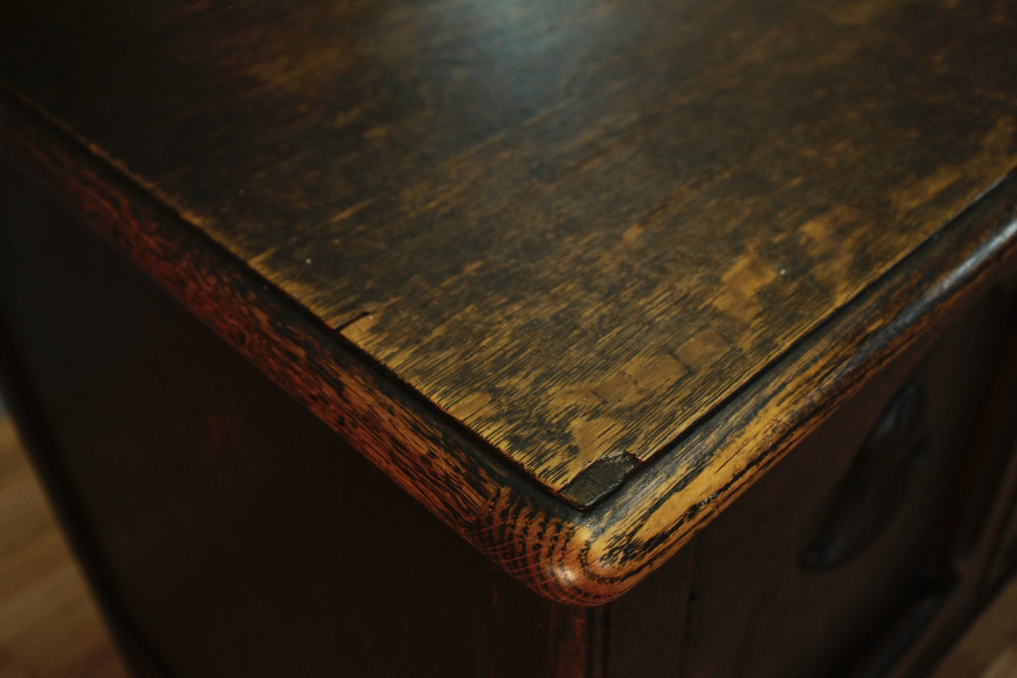Antique Tiger Oak Mirror-Top Console