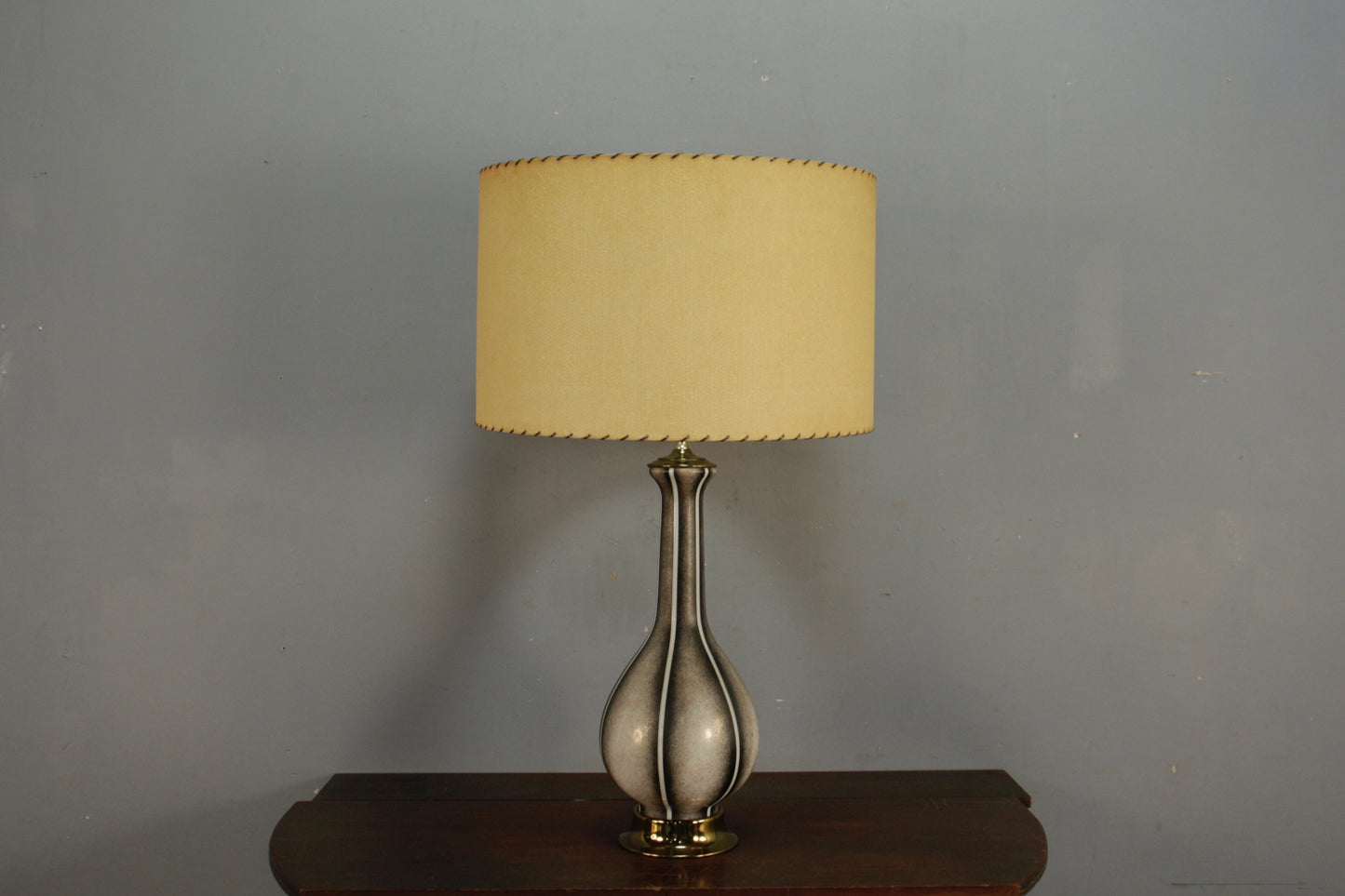 Large Mid Century Striped Glass Table Lamp