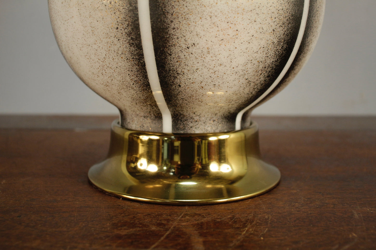 Large Mid Century Striped Glass Table Lamp
