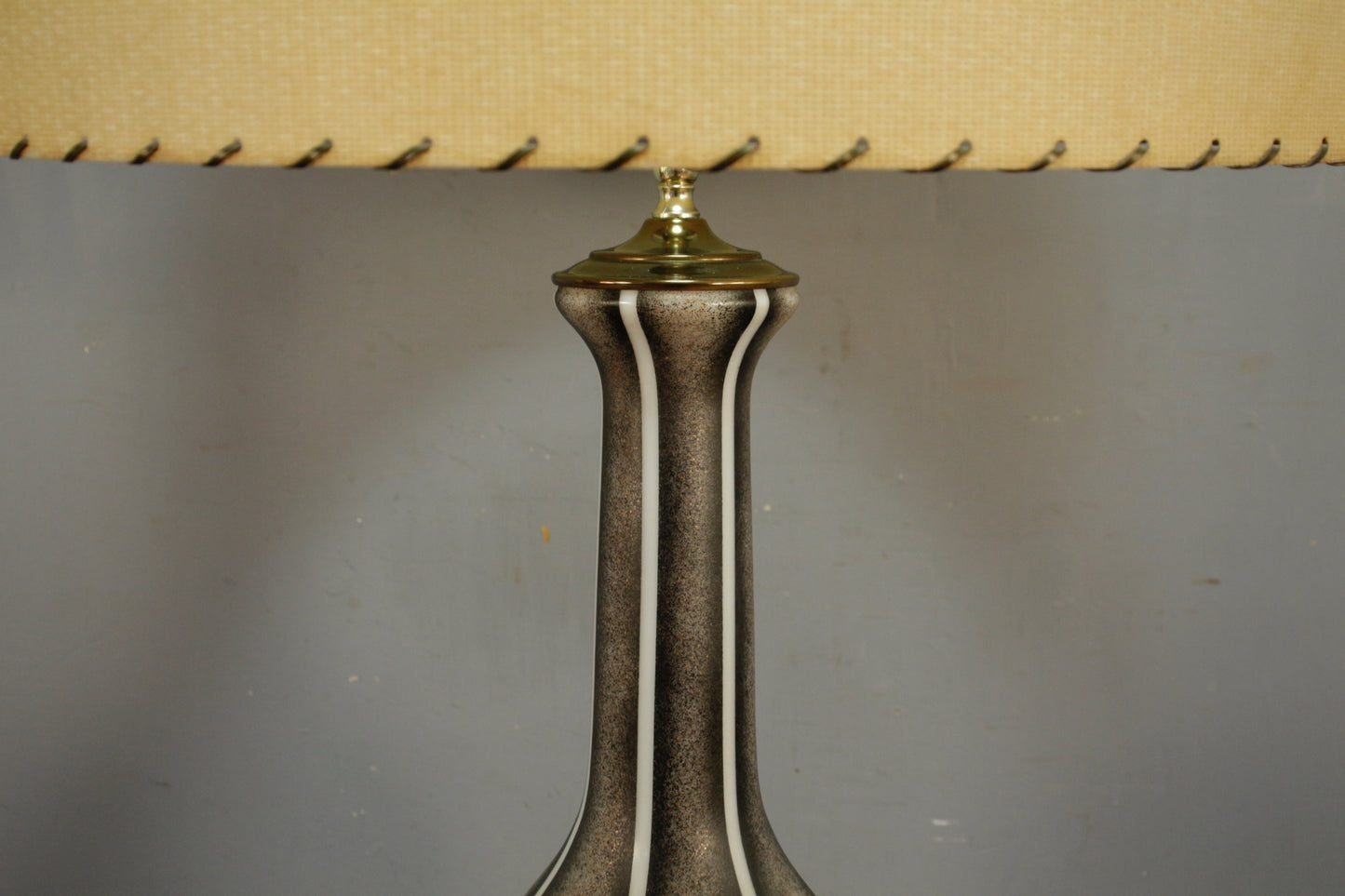 Large Mid Century Striped Glass Table Lamp