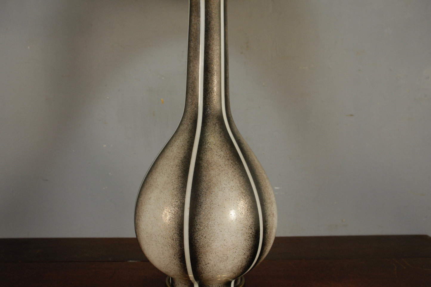 Large Mid Century Striped Glass Table Lamp