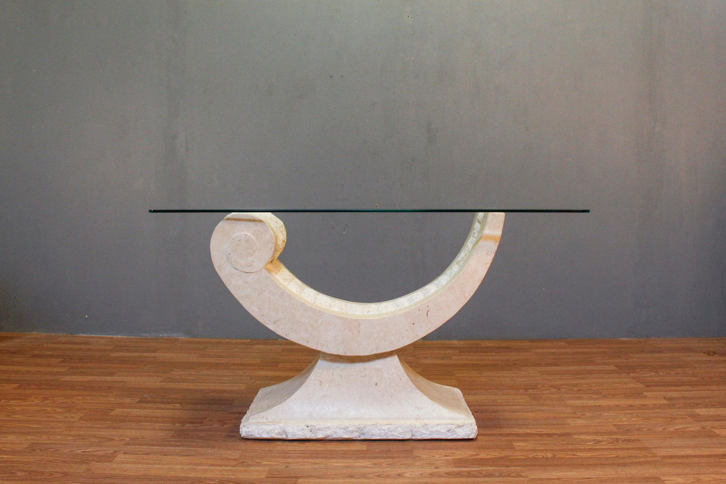 1980s Tessellated Stone & Glass Console Table - ONLINE ONLY
