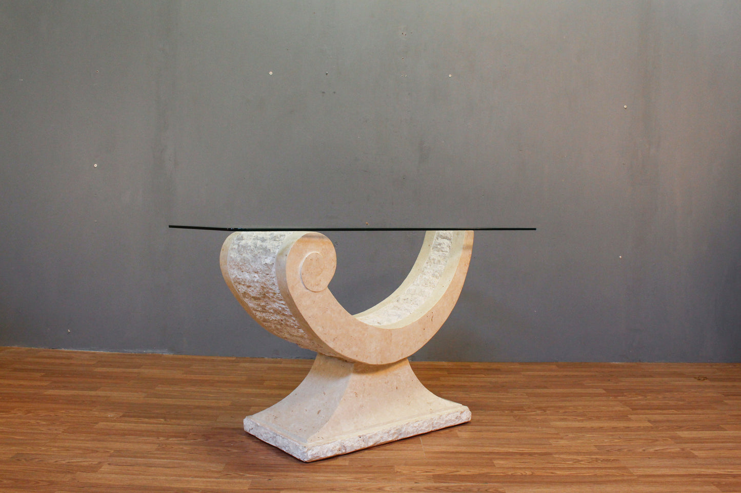 1980s Tessellated Stone & Glass Console Table - ONLINE ONLY