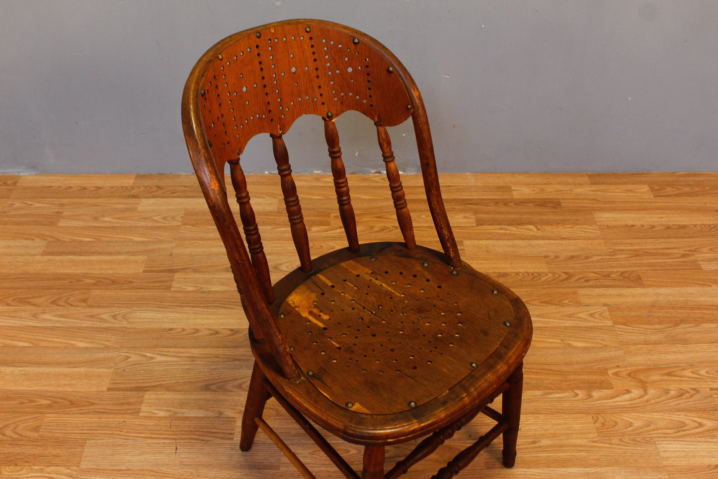 Distressed Antique Eyelet Side Chair