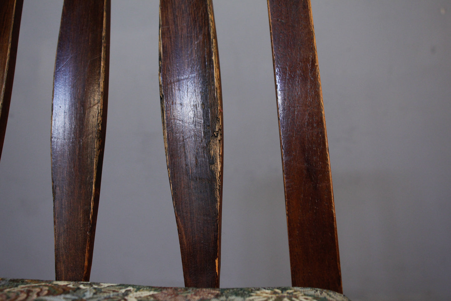 Mid Century Walnut & Floral Side Chair