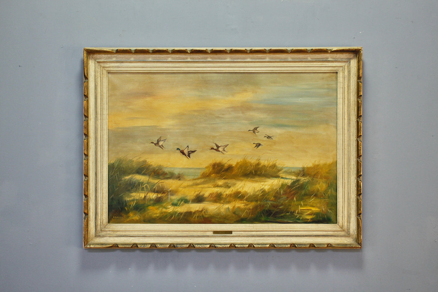 Large "Ducks In Flight" Hans Bauer Painting