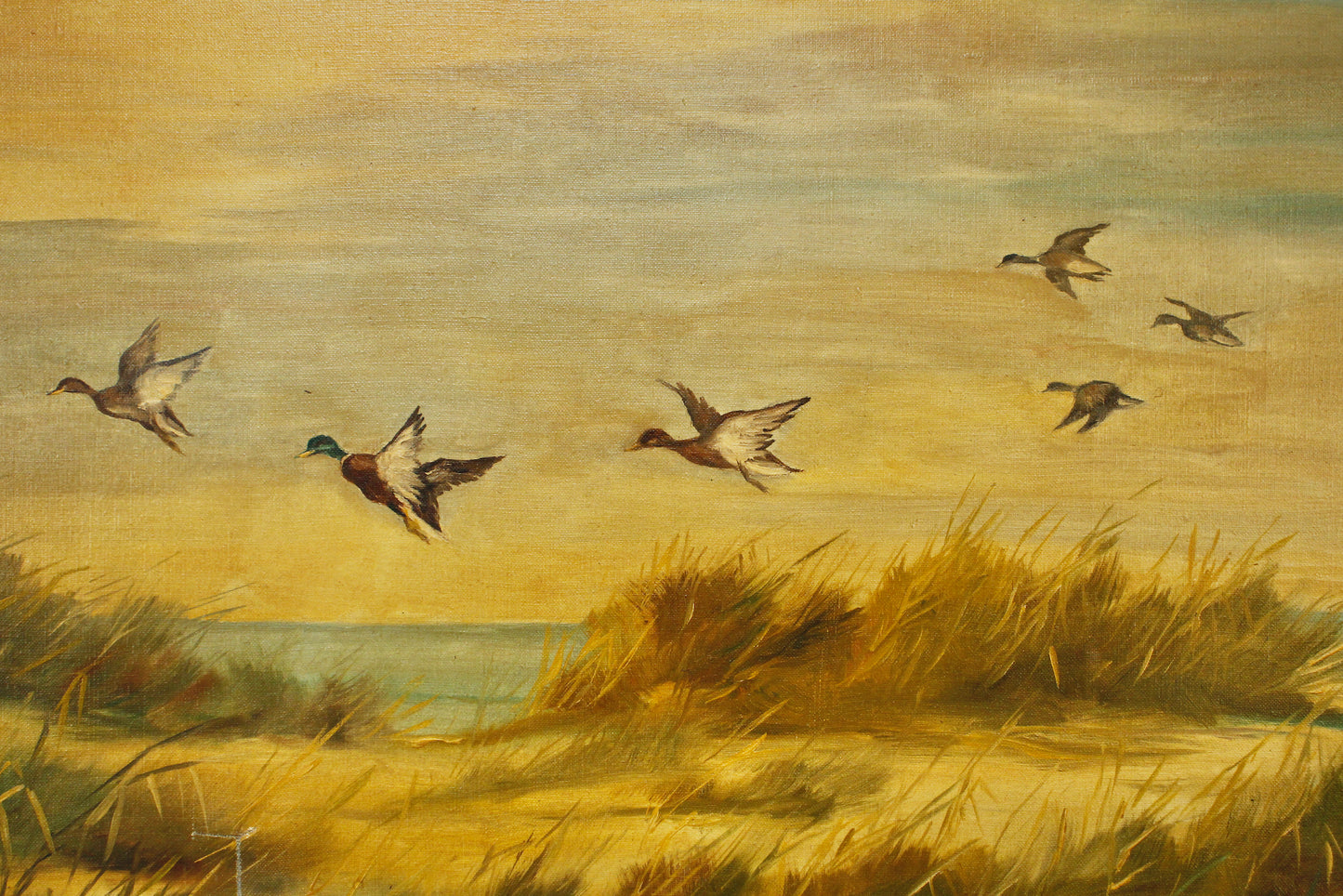 Large "Ducks In Flight" Hans Bauer Painting