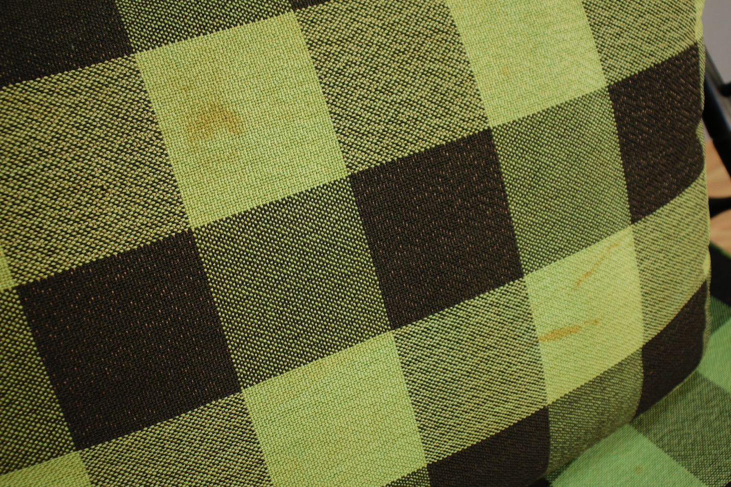 Green Gingham & Black Rattan Daybed Sofa - ONLINE ONLY