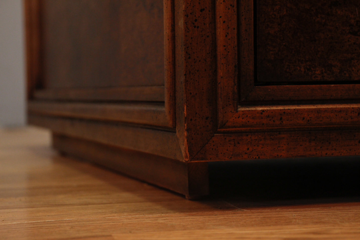 Burl Wood & Smoked Glass 1-Drawer End Table - ONLINE ONLY