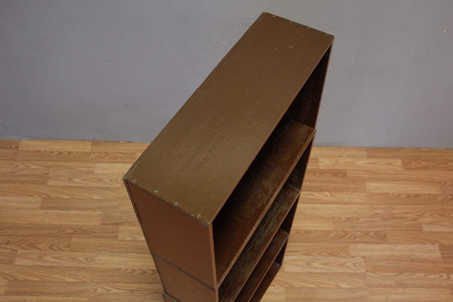 Brown Painted 3-Tier Bookshelf