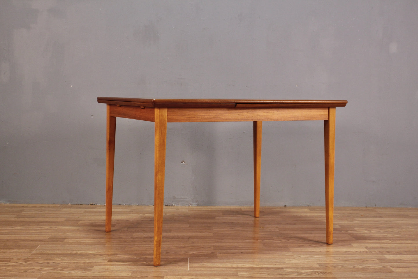 Danish Teak Dining Table with Built-In Leaves