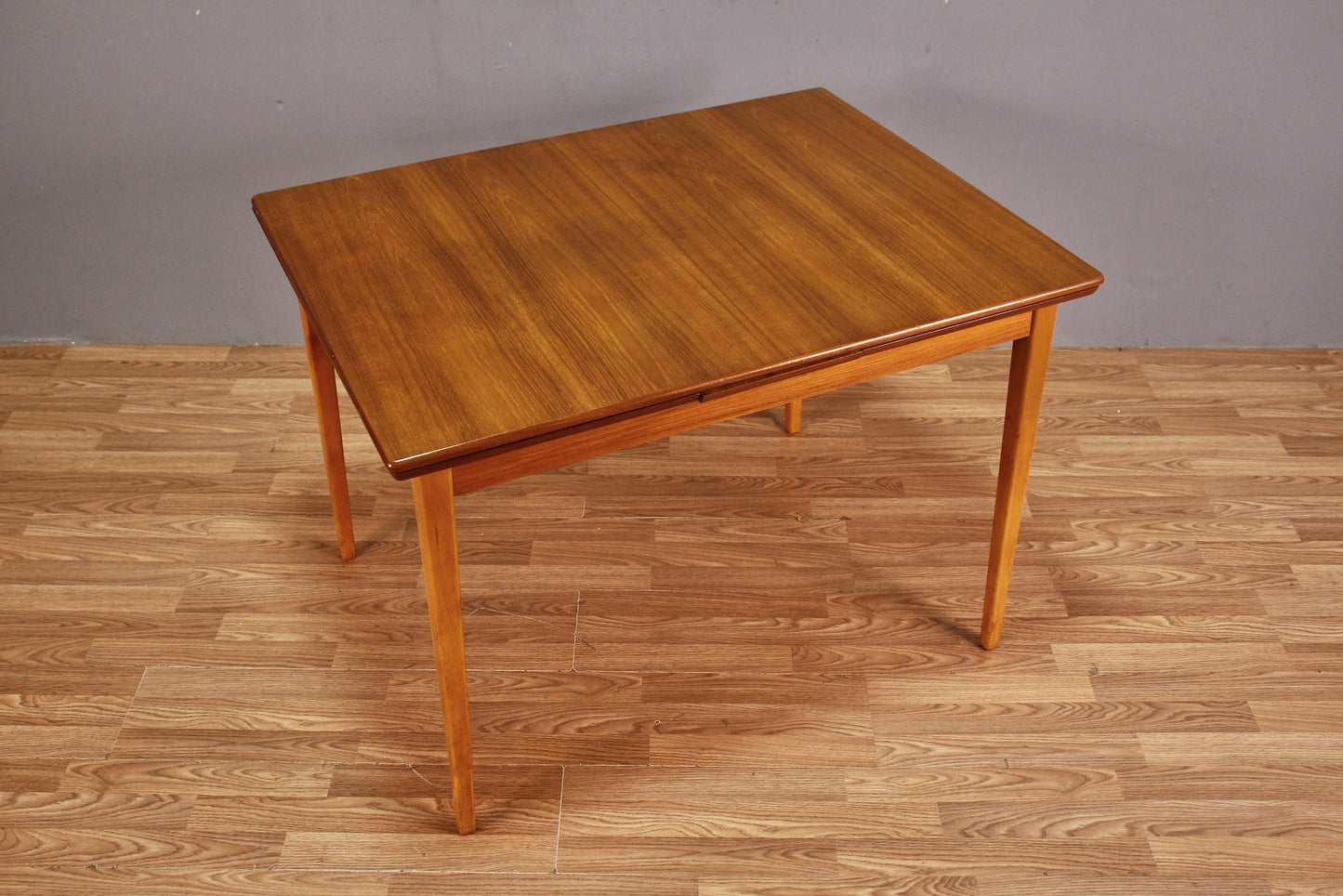 Danish Teak Dining Table with Built-In Leaves
