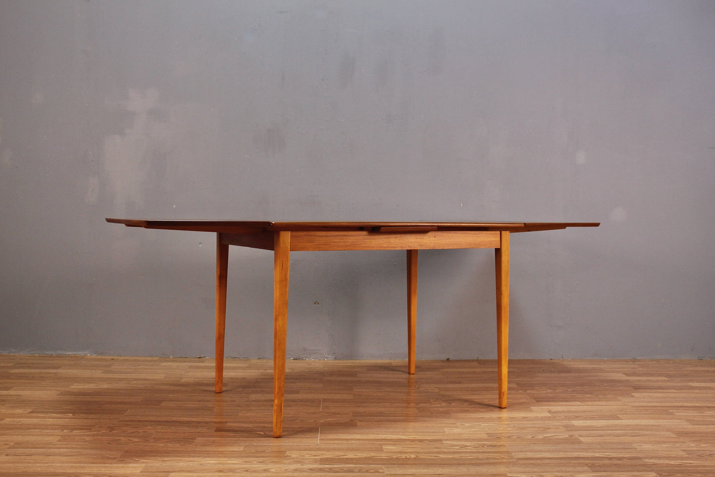 Danish Teak Dining Table with Built-In Leaves
