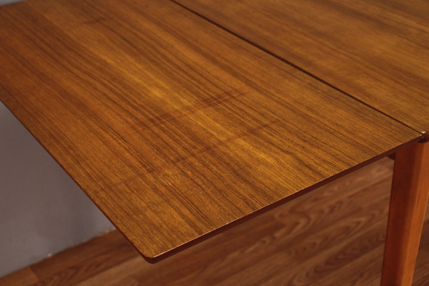 Danish Teak Dining Table with Built-In Leaves