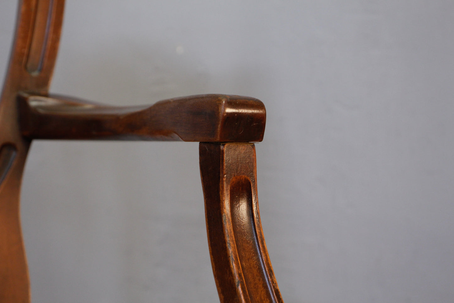 Elegant Dark Wood & Stripe Armchair