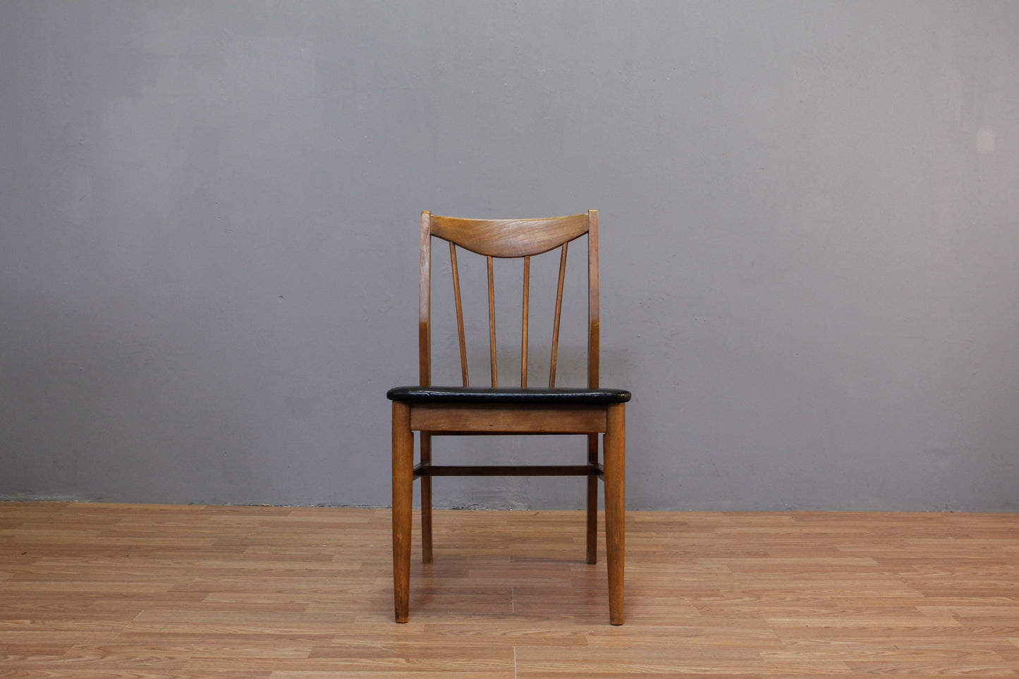 Hooker Walnut & Black Vinyl Side Chair
