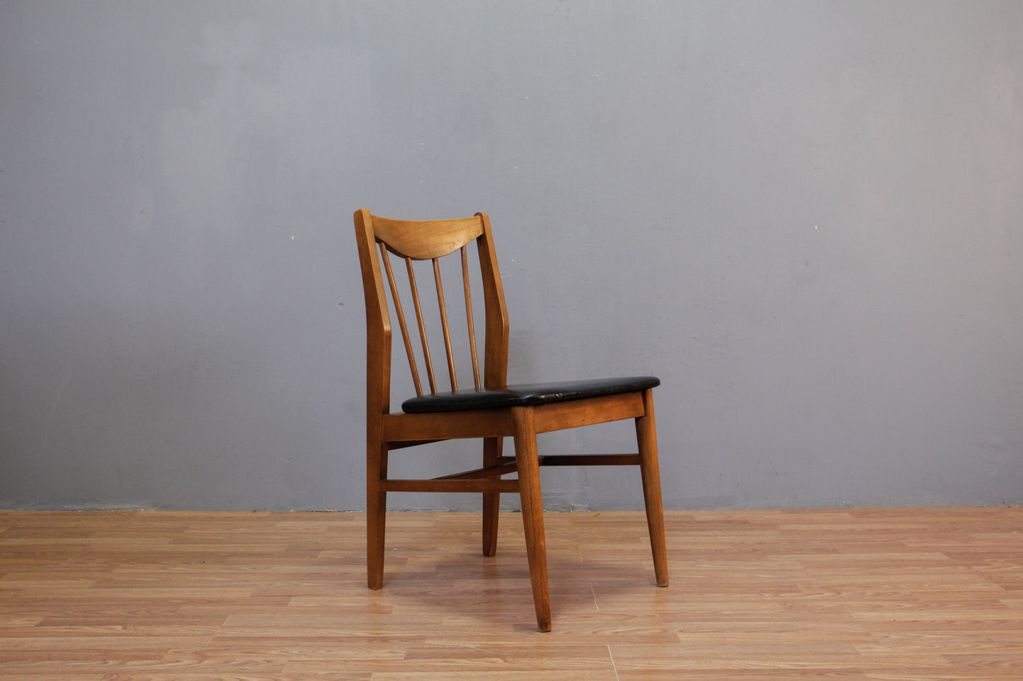 Hooker Walnut & Black Vinyl Side Chair