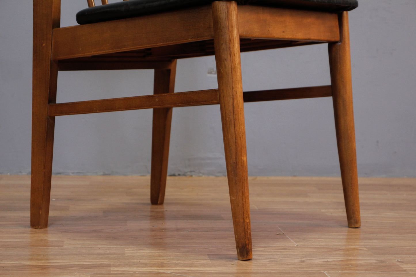 Hooker Walnut & Black Vinyl Side Chair