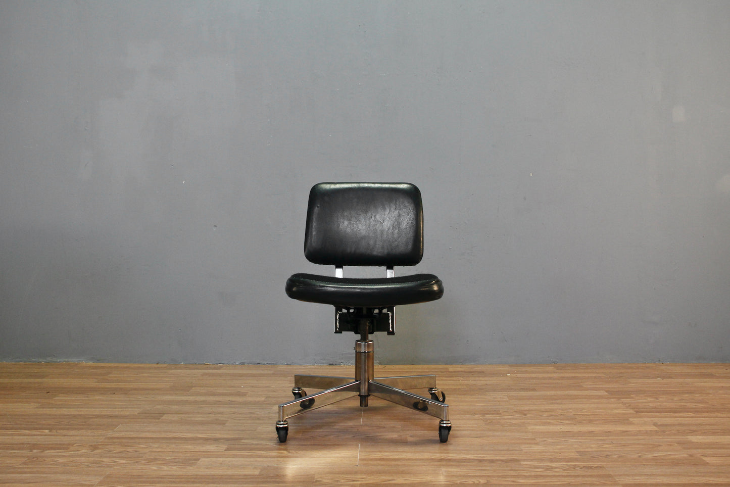Industrial Black Vinyl & Chrome Desk Chair - ONLINE ONLY