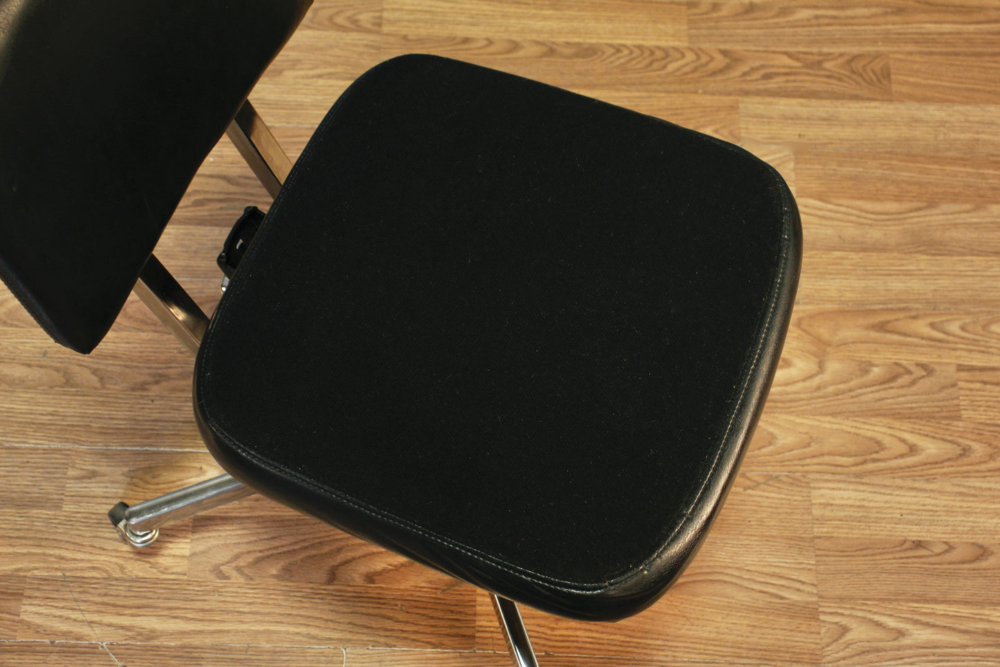 Industrial Black Vinyl & Chrome Desk Chair - ONLINE ONLY