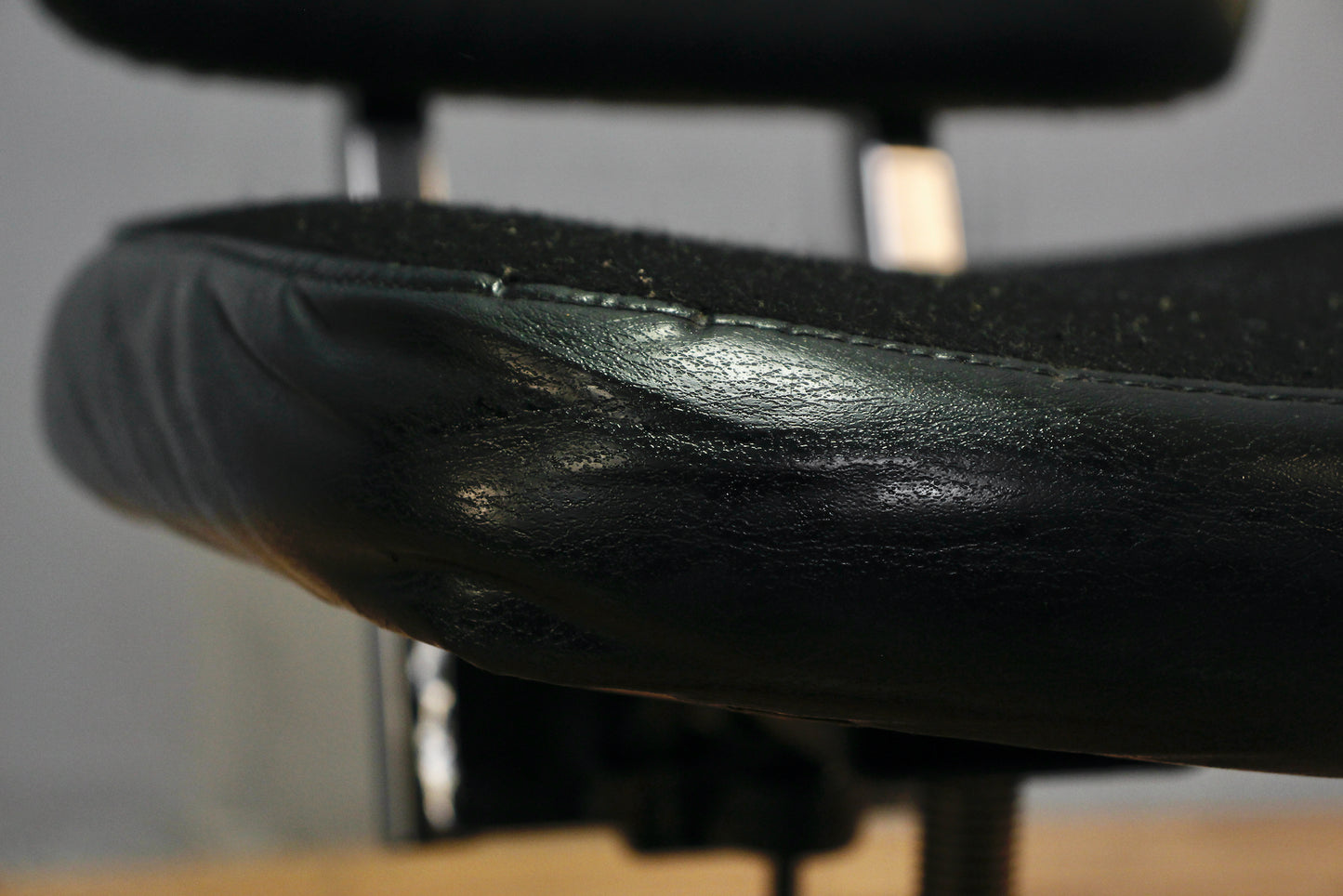Industrial Black Vinyl & Chrome Desk Chair - ONLINE ONLY