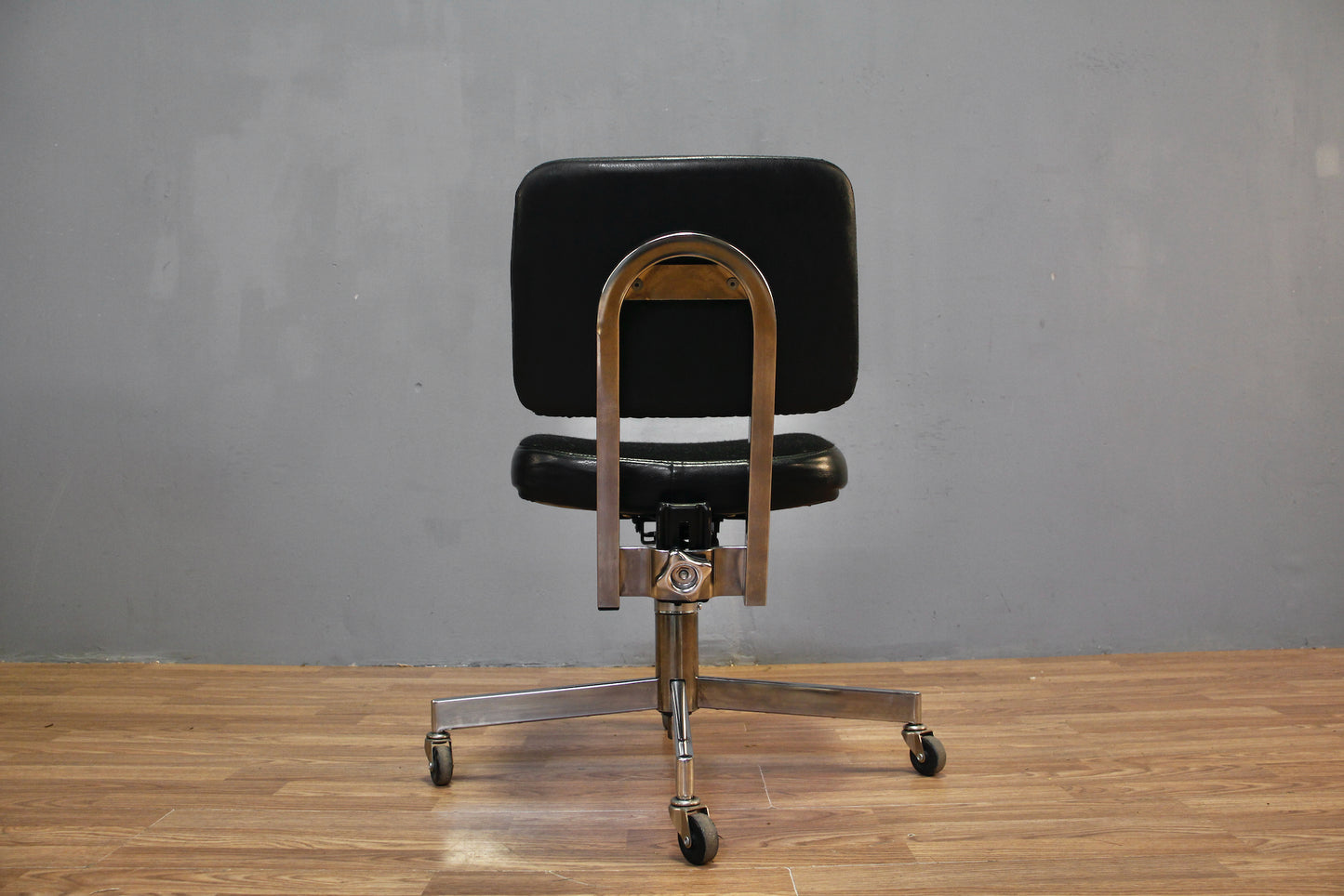 Industrial Black Vinyl & Chrome Desk Chair - ONLINE ONLY